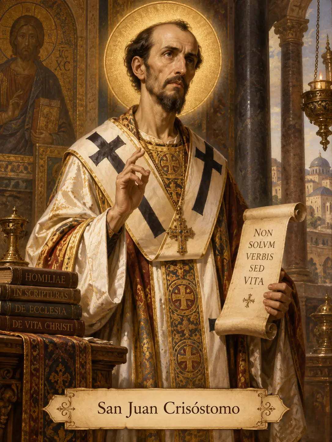 Estampa devocional de San Juan Crisóstomo