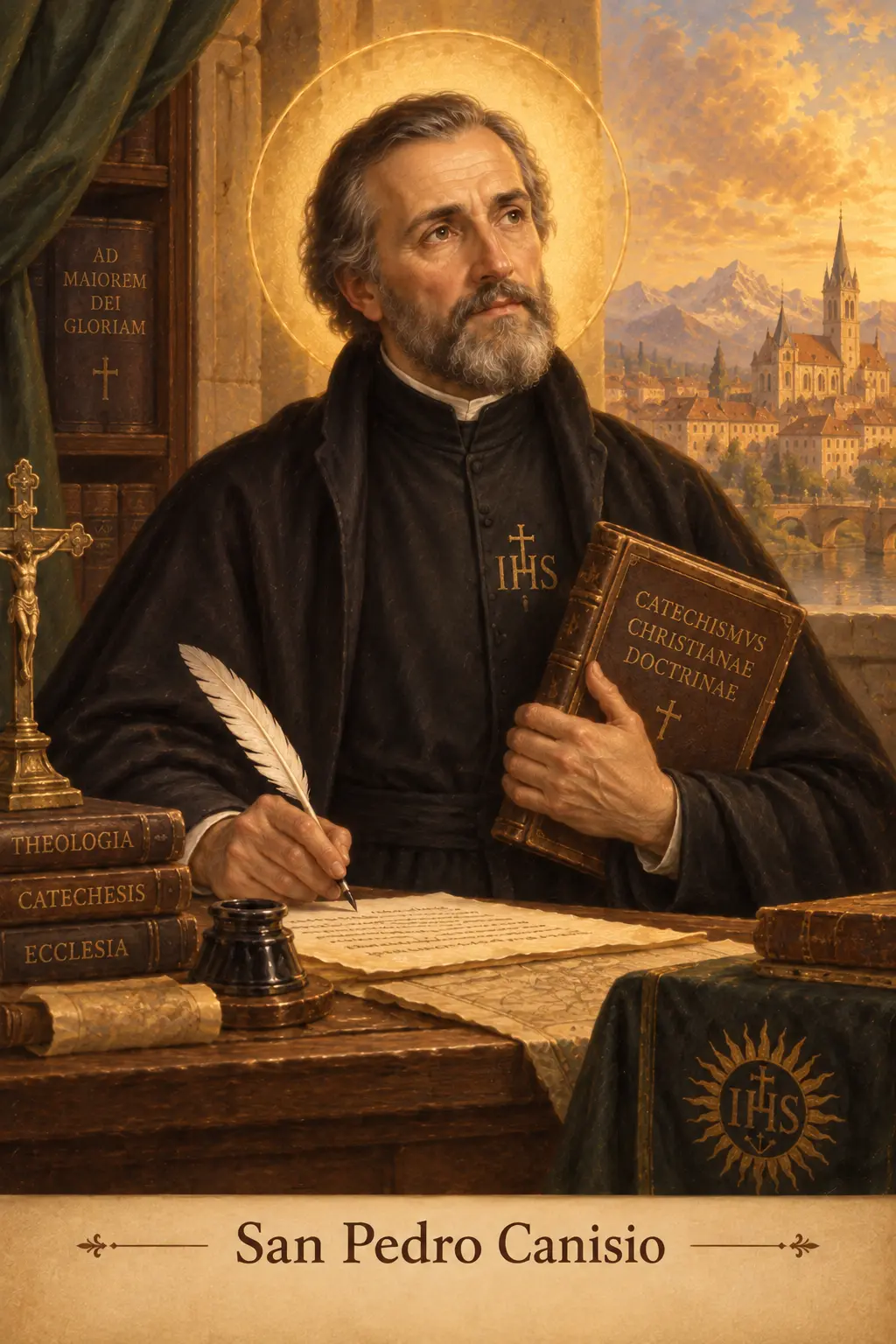 Estampa devocional de San Pedro Canisio