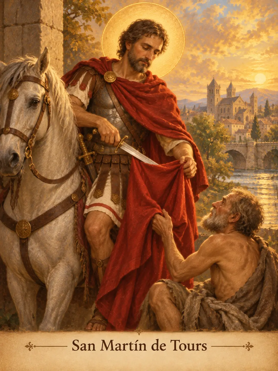 Estampa devocional de San Martín de Tours