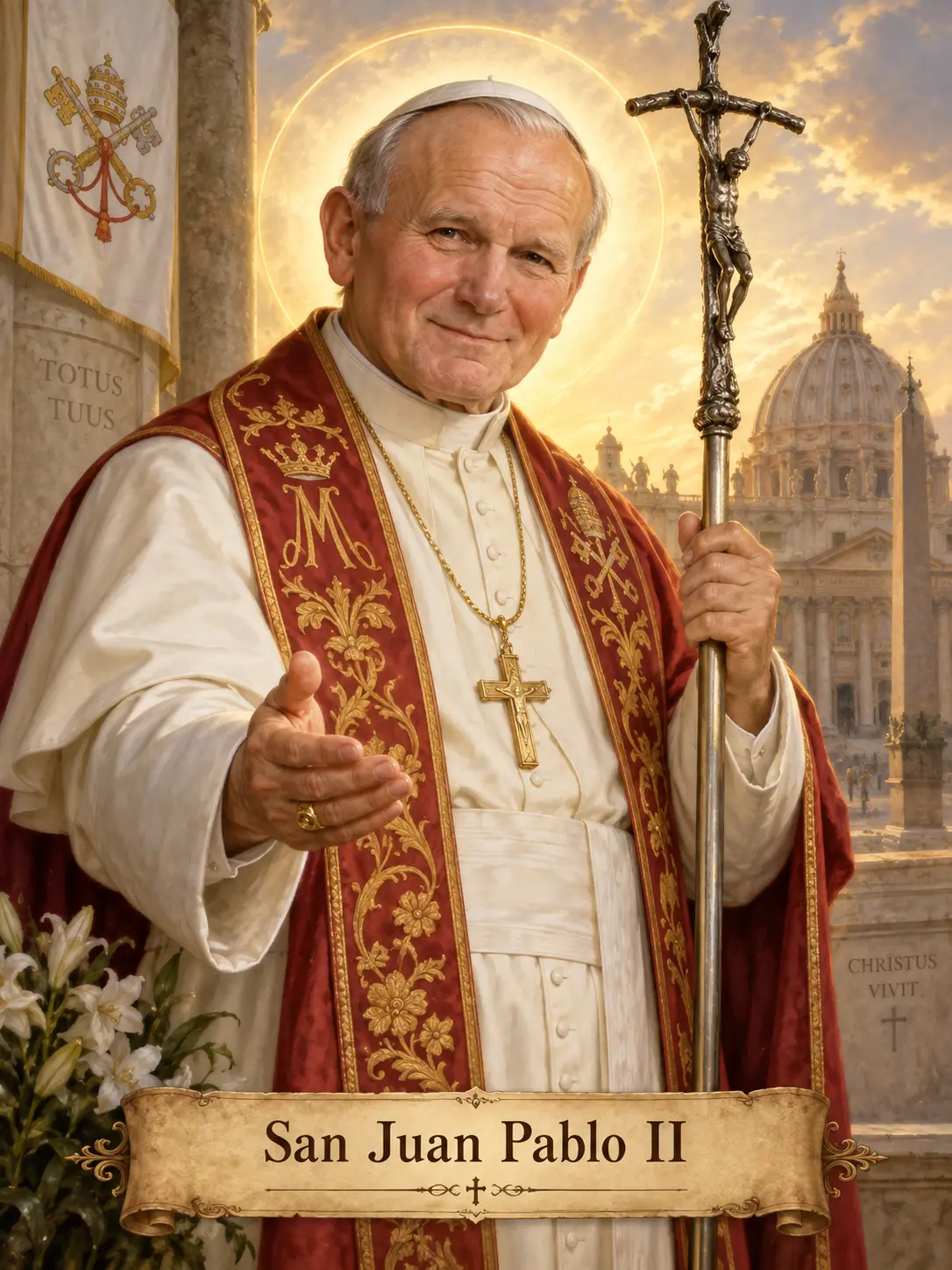 Estampa devocional de San Juan Pablo II
