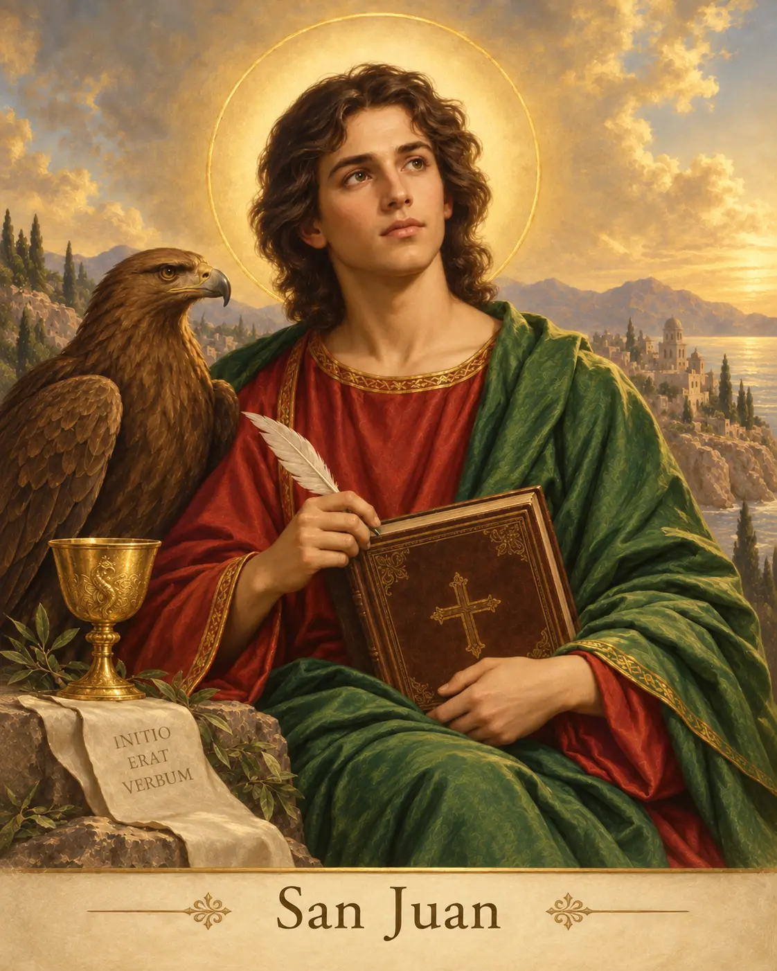 Estampa devocional de San Juan Apóstol y Evangelista