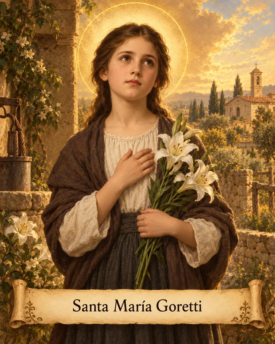 Estampa devocional de Santa María Goretti