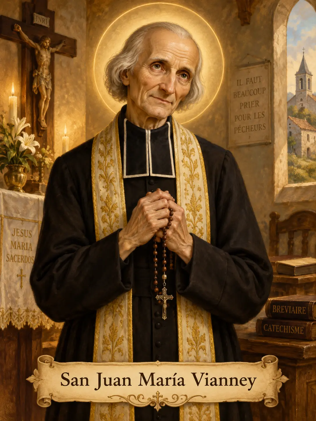 Estampa devocional de San Juan María Vianney