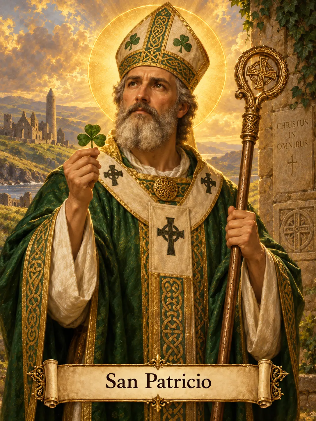 Estampa devocional de San Patricio