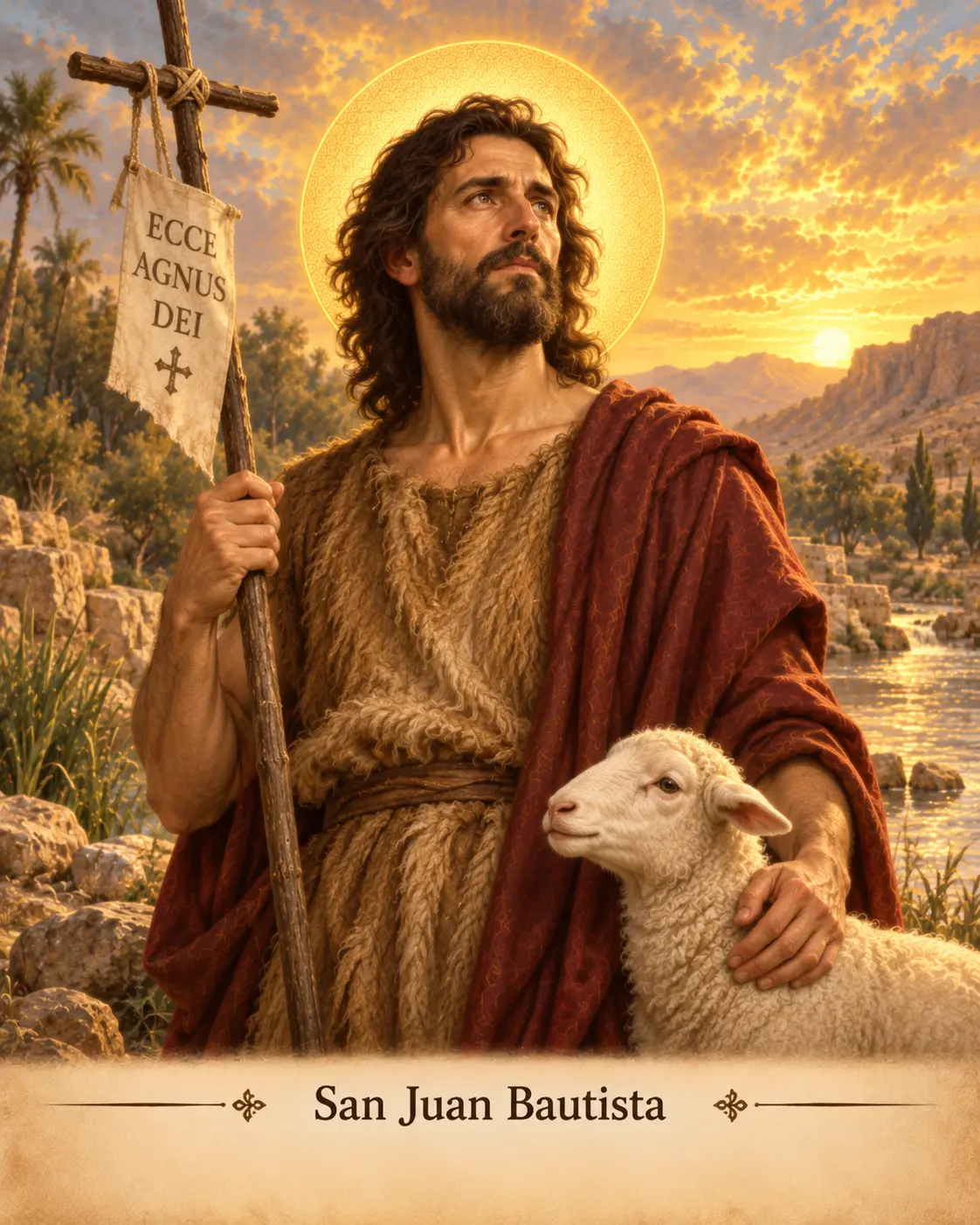 Estampa devocional de San Juan Bautista