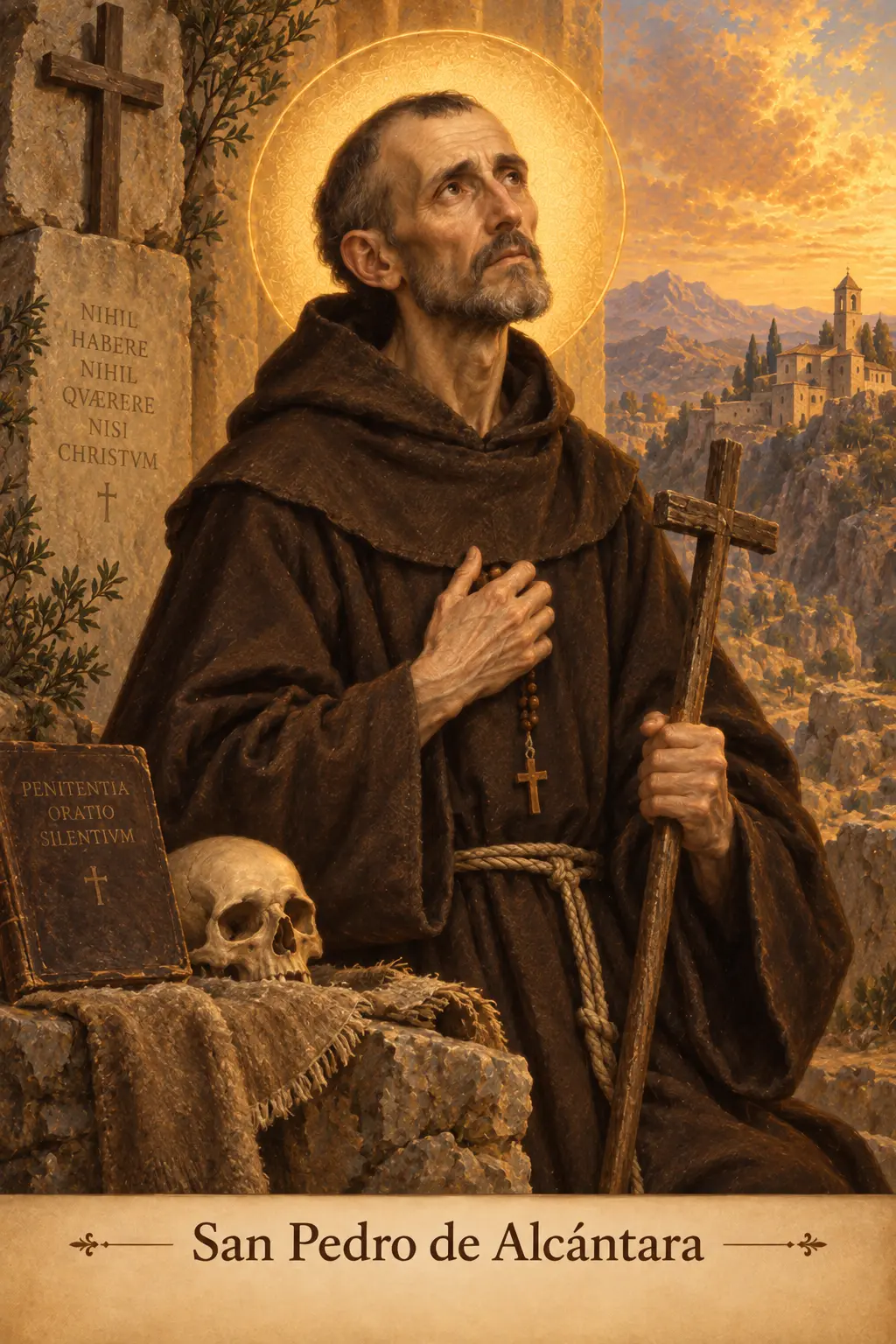 Estampa devocional de San Pedro de Alcántara