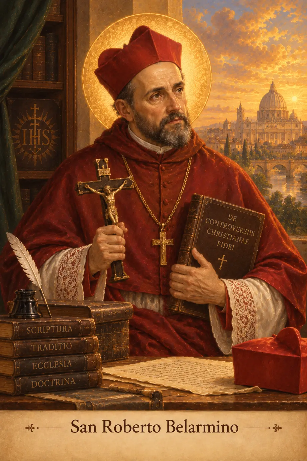 Estampa devocional de San Roberto Belarmino