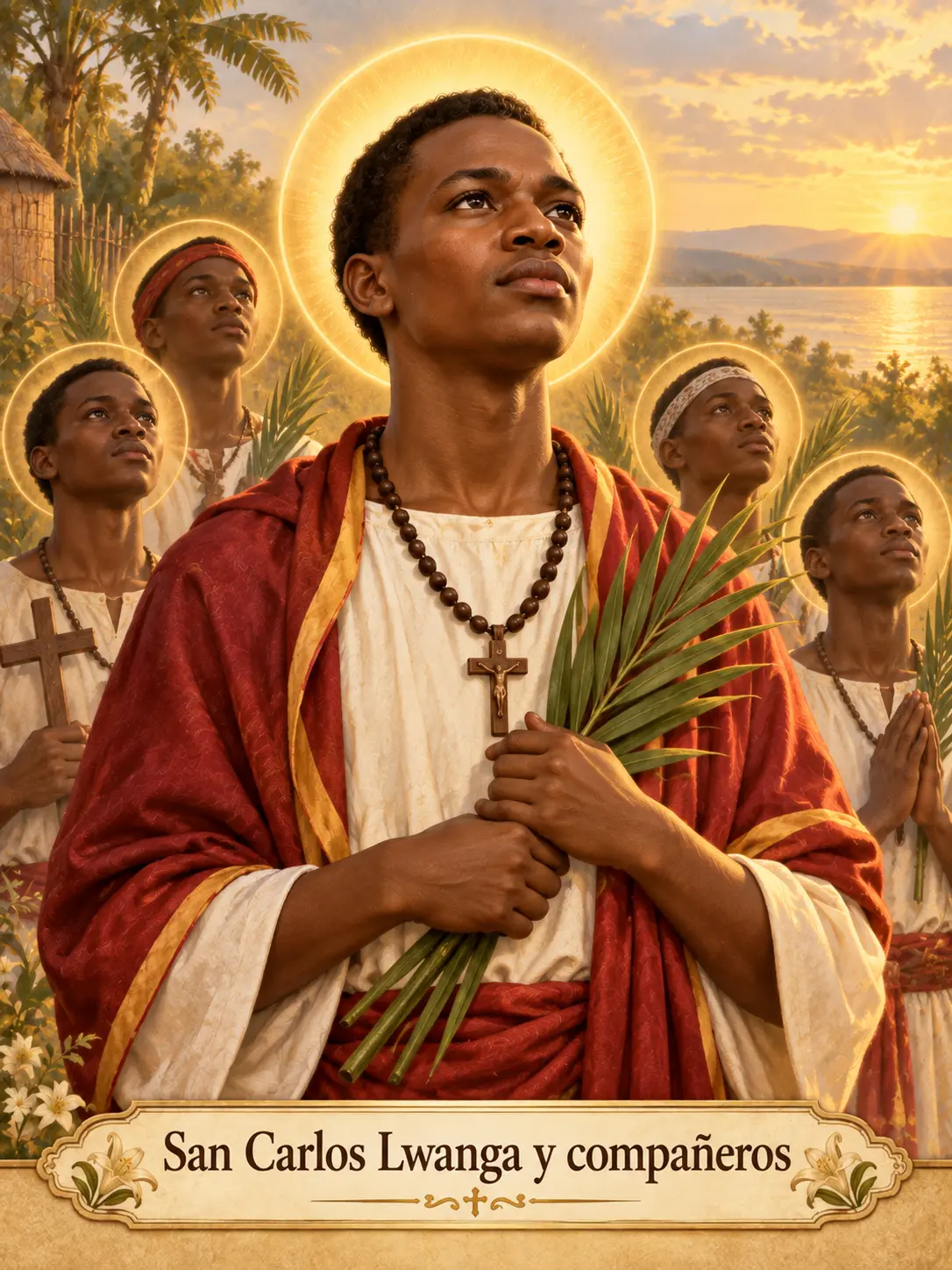 Estampa de San Carlos Lwanga y compañeros