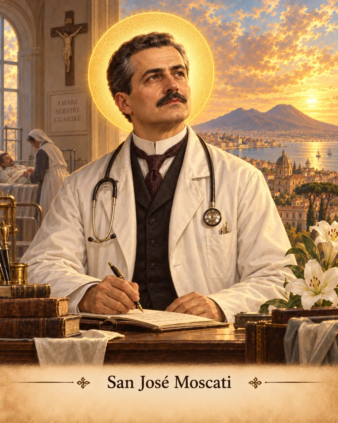Estampa devocional de San José Moscati