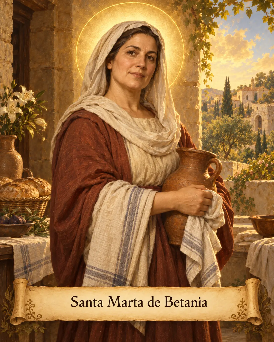 Estampa devocional de Santa Marta de Betania