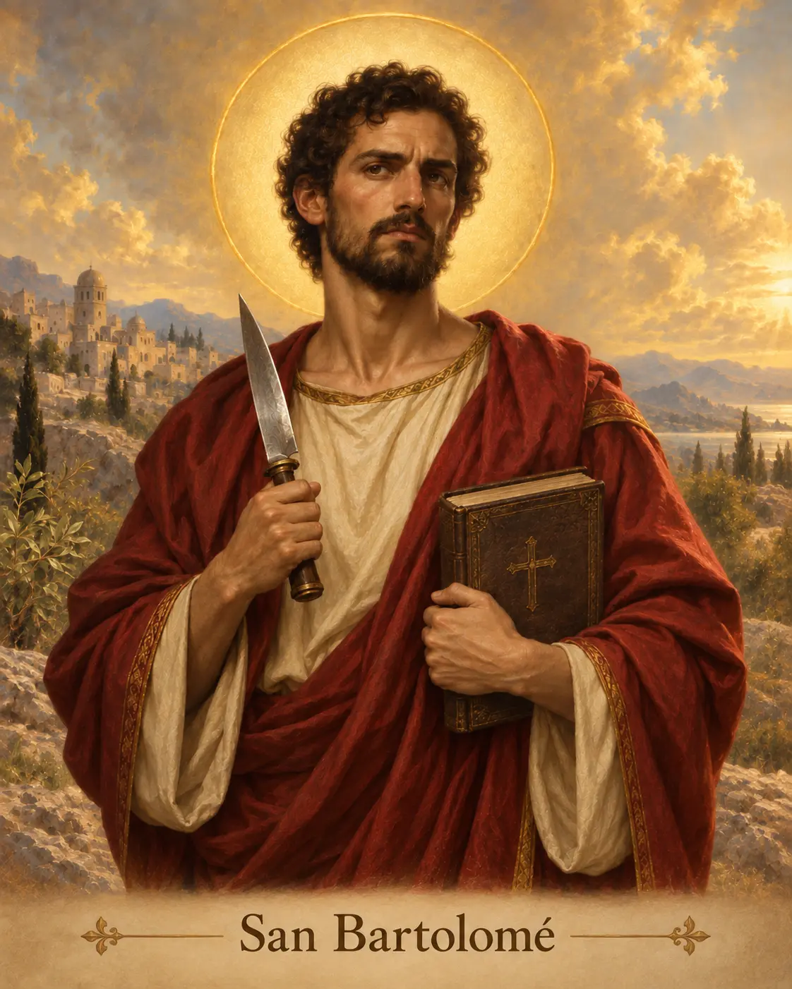 Estampa devocional de San Bartolomé Apóstol