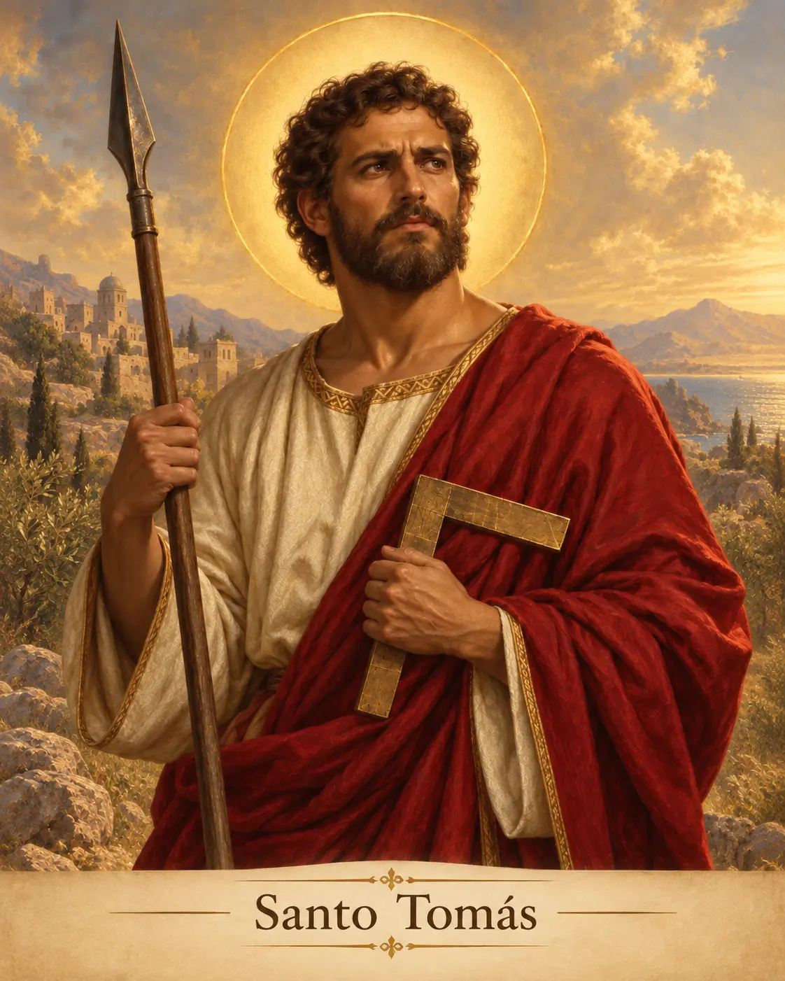 Estampa devocional de Santo Tomás Apóstol