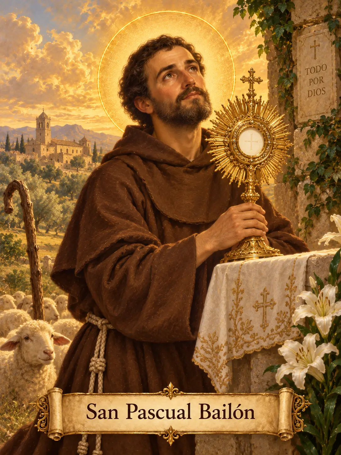 Estampa devocional de San Pascual Bailón