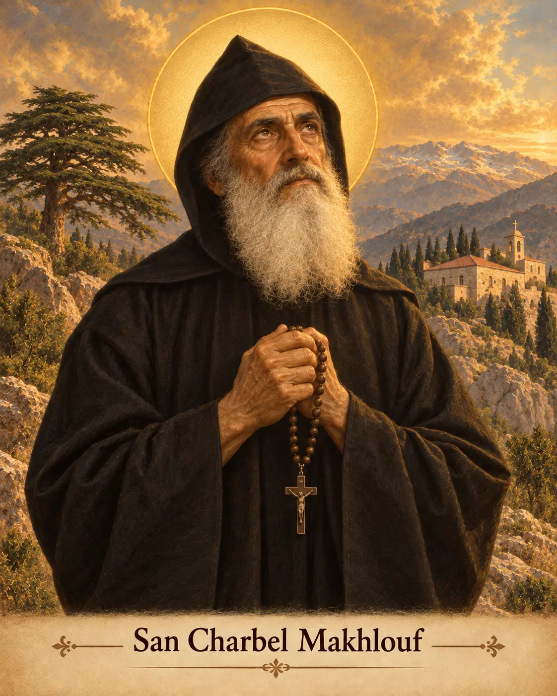 Estampa de San Charbel Makhlouf
