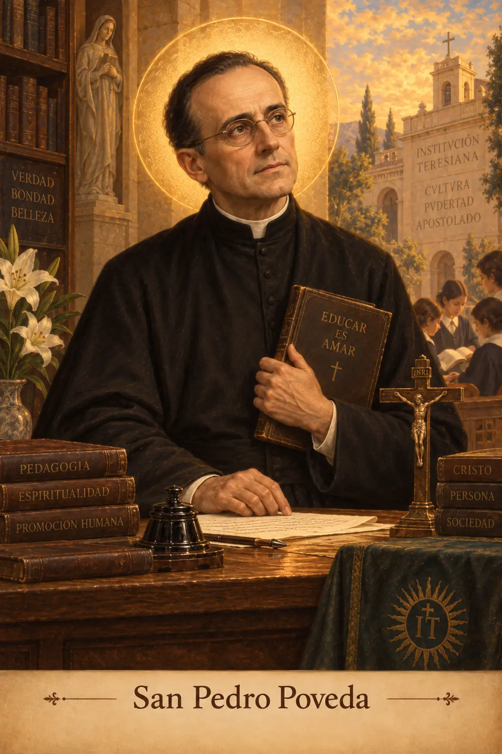 Estampa devocional de San Pedro Poveda