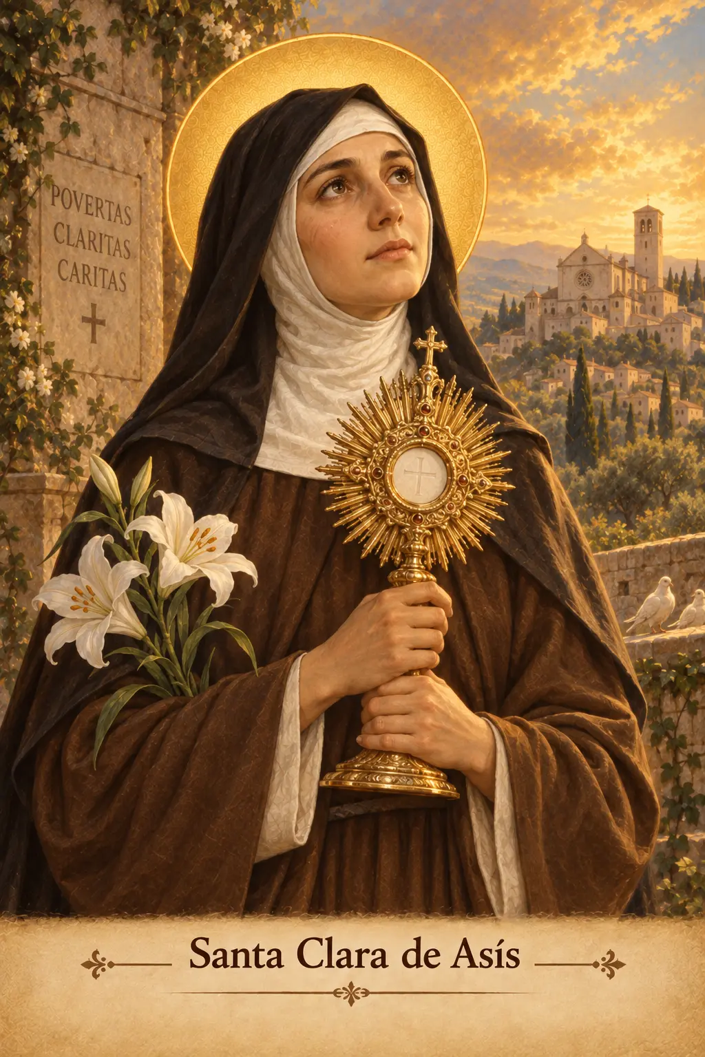 Estampa devocional de Santa Clara de Asís