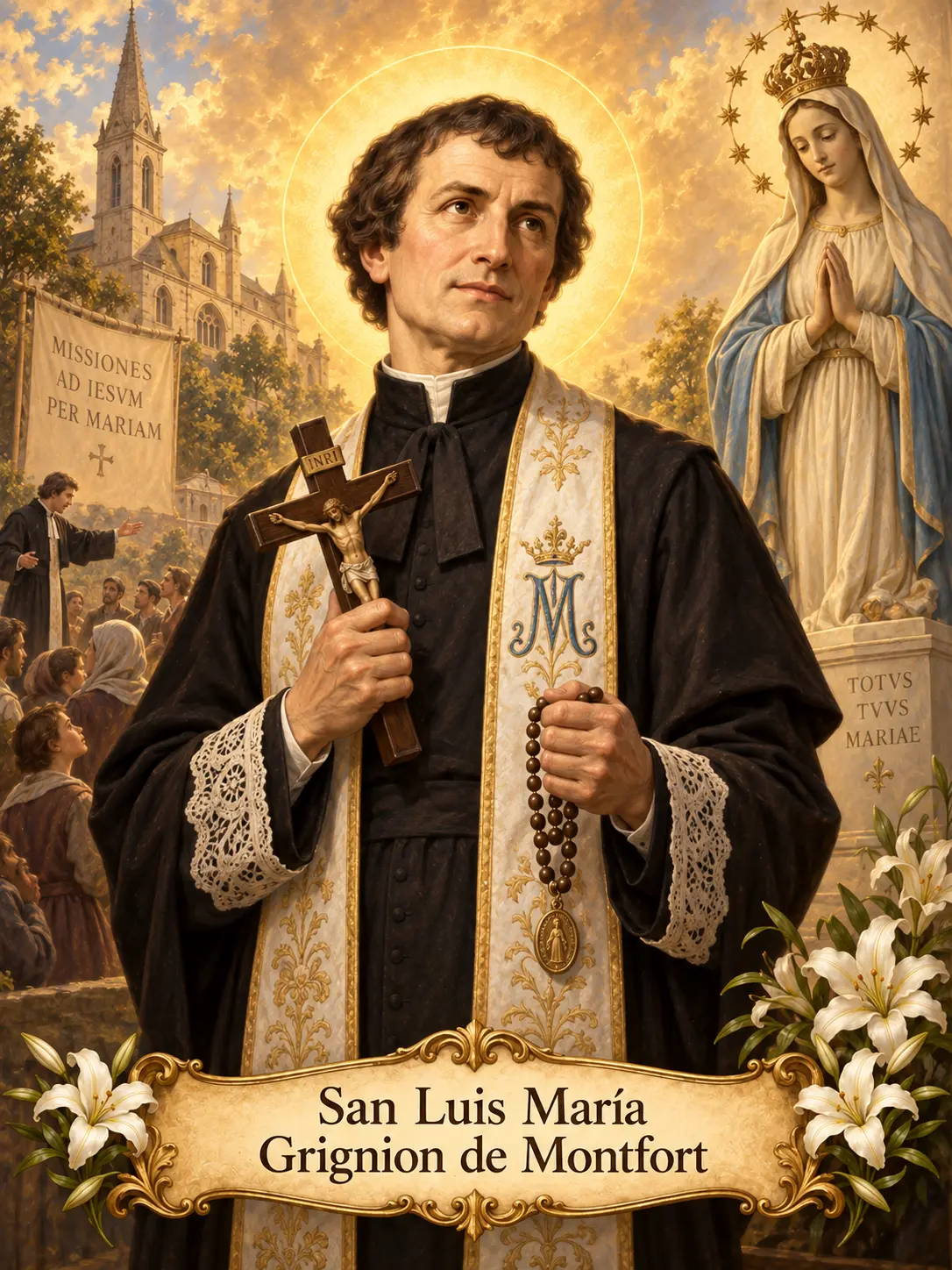 Estampa de San Luis María Grignion de Montfort