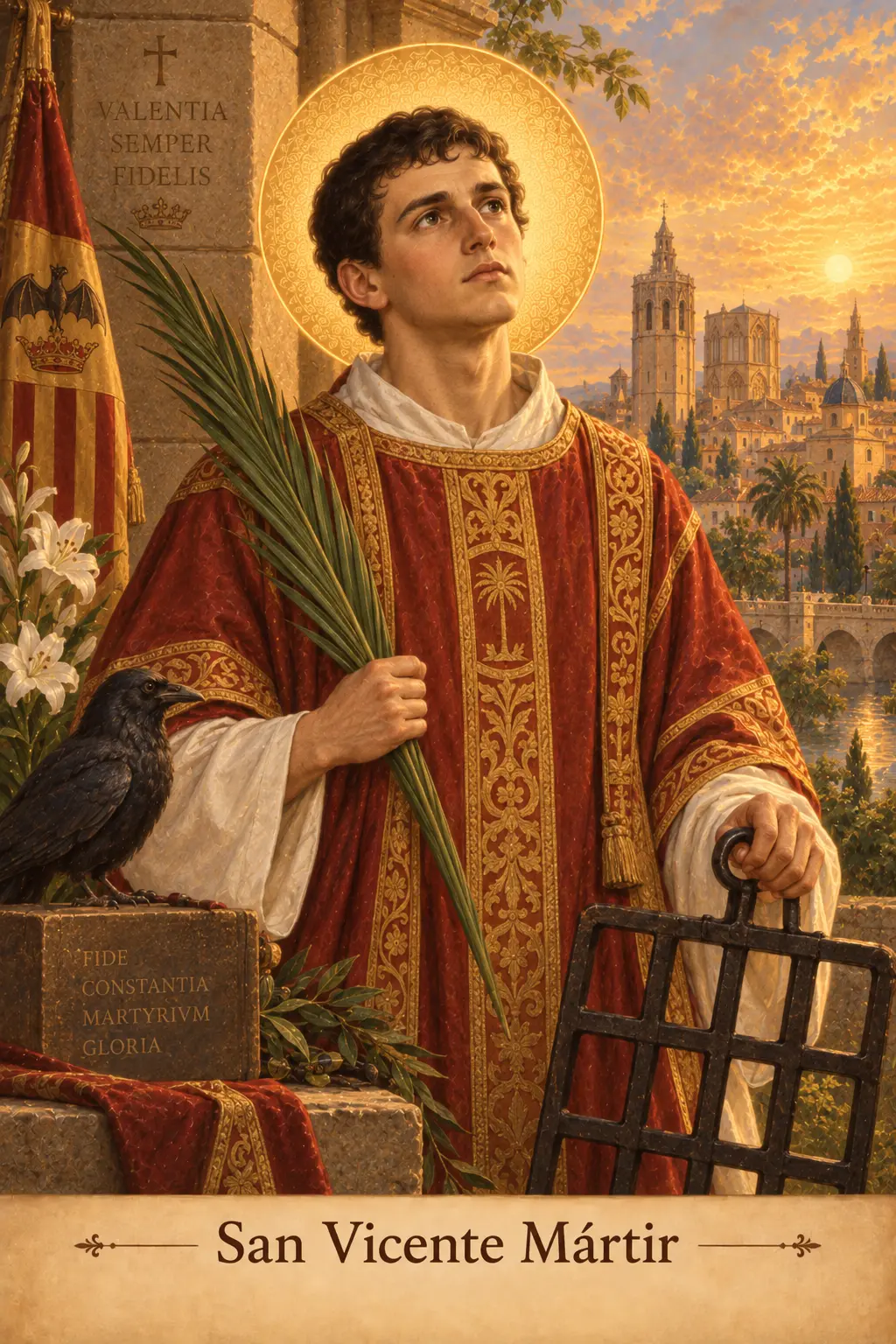 Estampa devocional de San Vicente Mártir