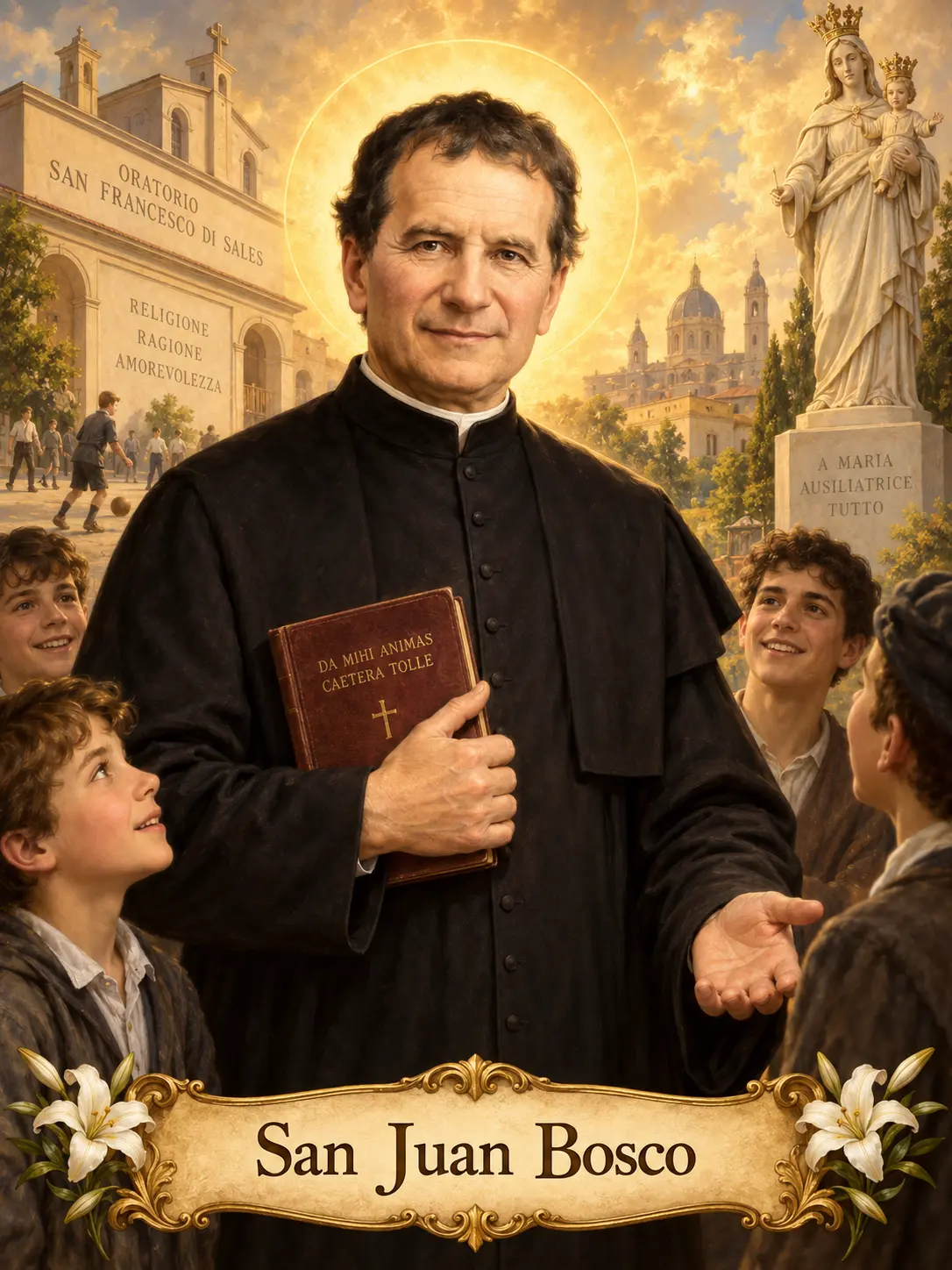Estampa devocional de San Juan Bosco