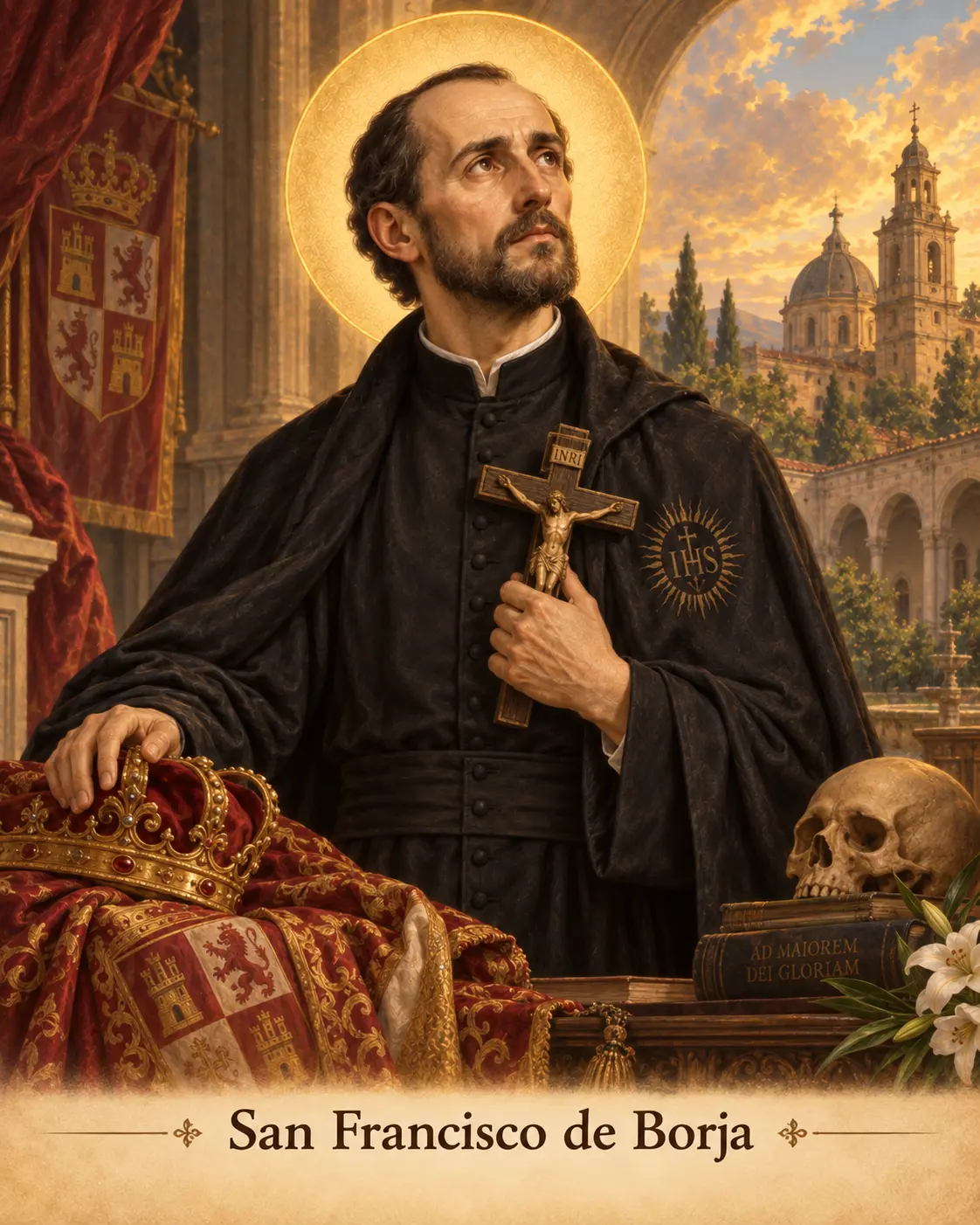 Estampa devocional de San Francisco de Borja