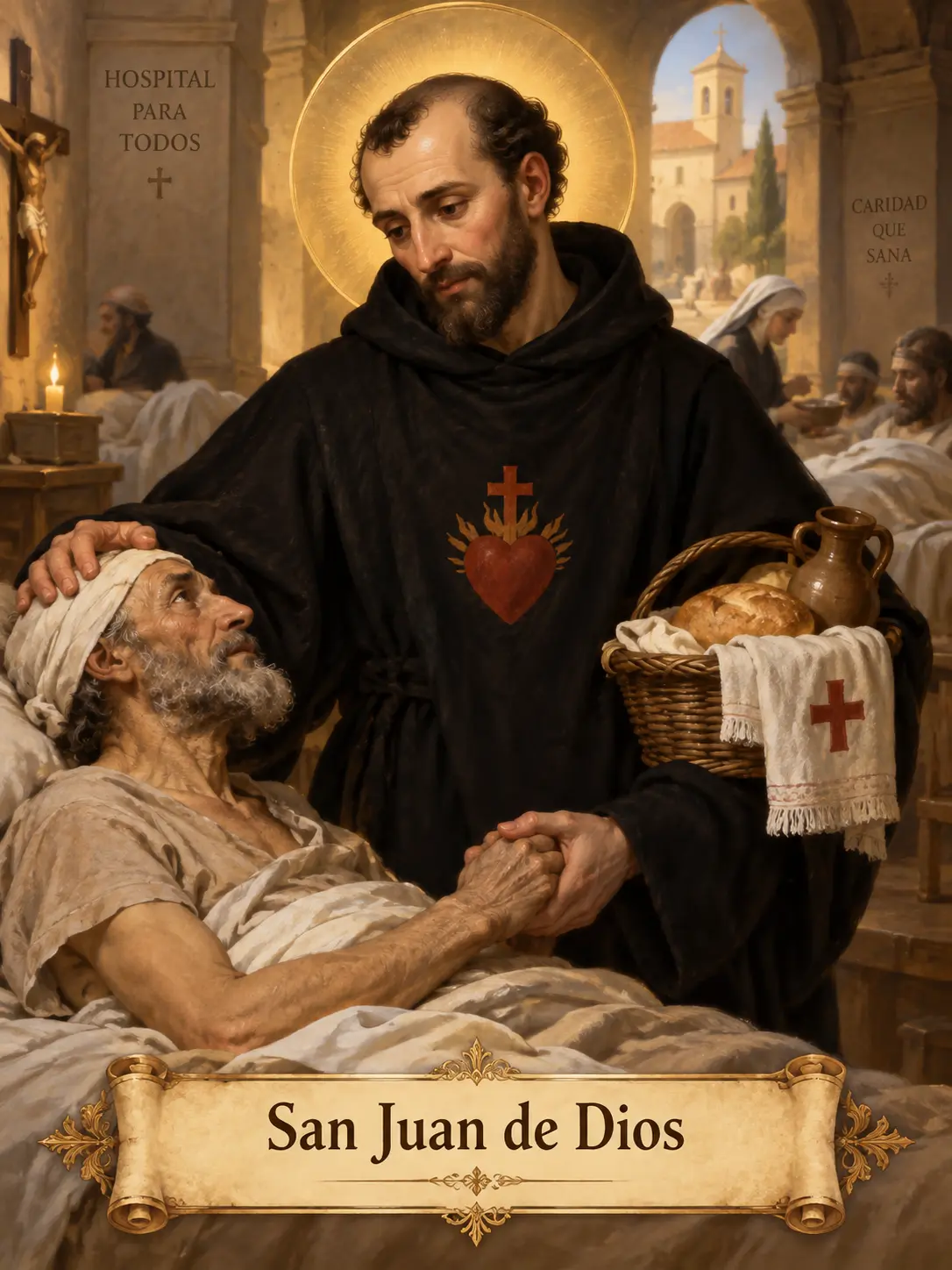 Estampa devocional de San Juan de Dios