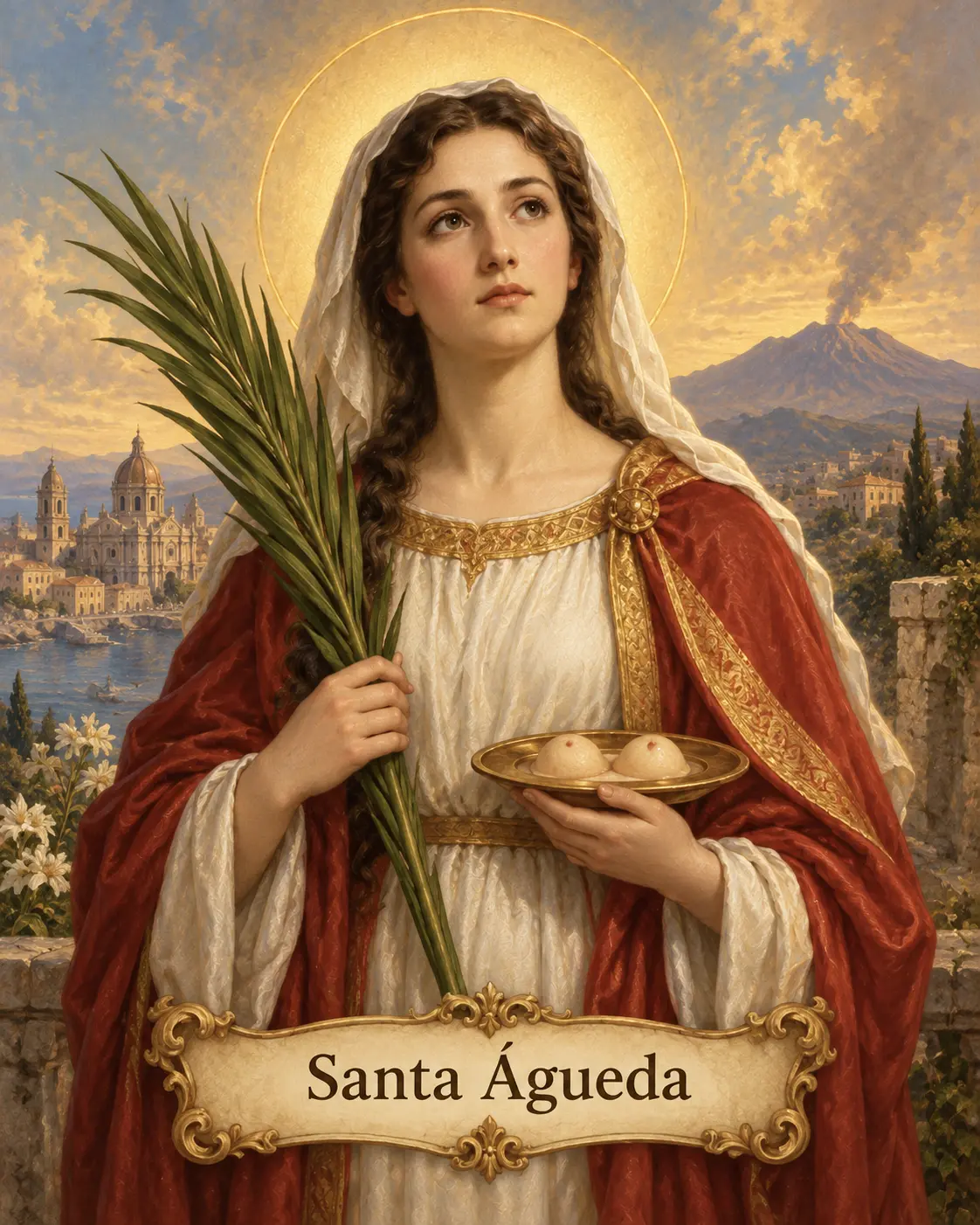 Estampa devocional de Santa Águeda de Catania
