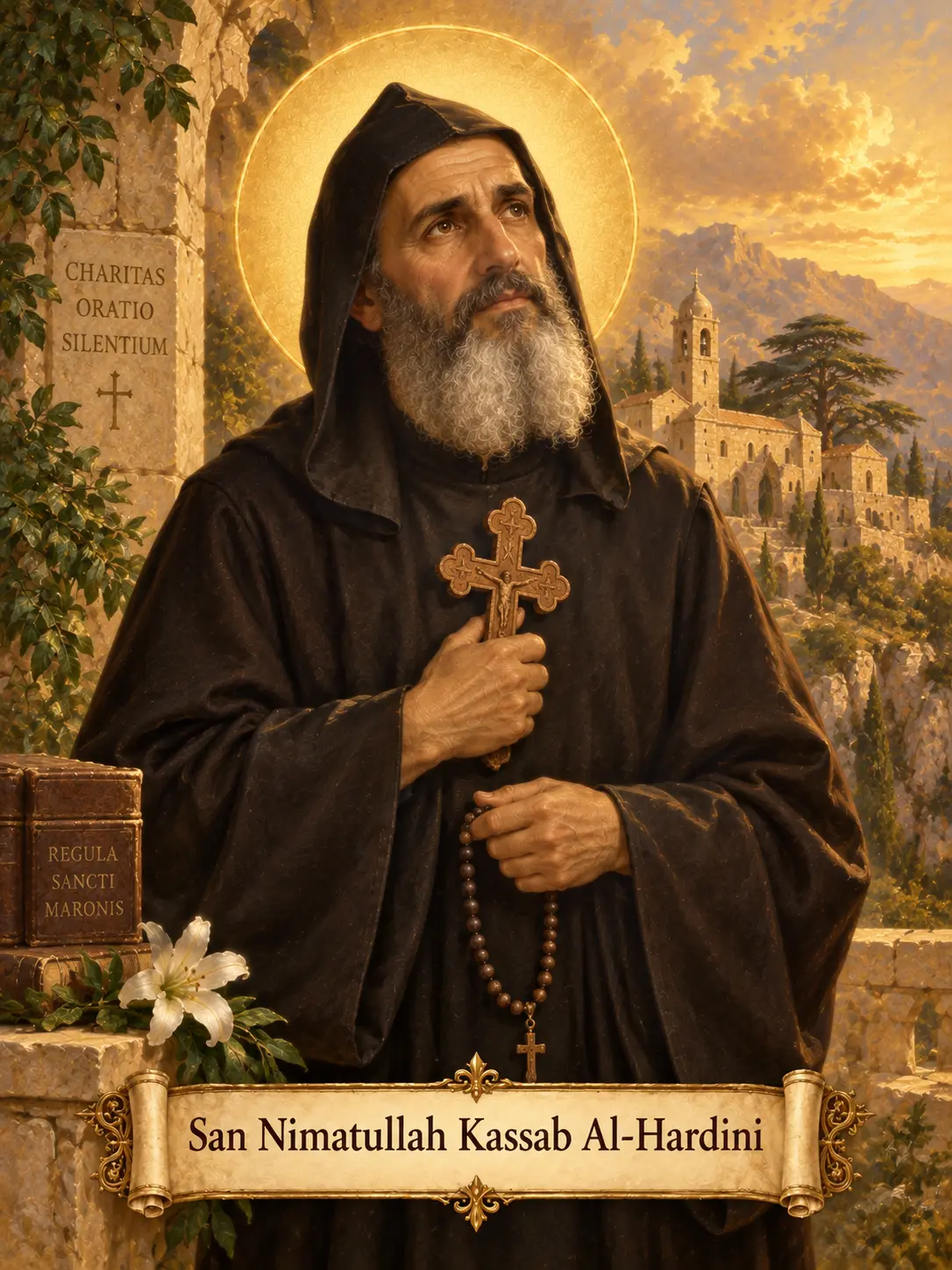 Estampa devocional de San Nimatullah Kassab Al-Hardini