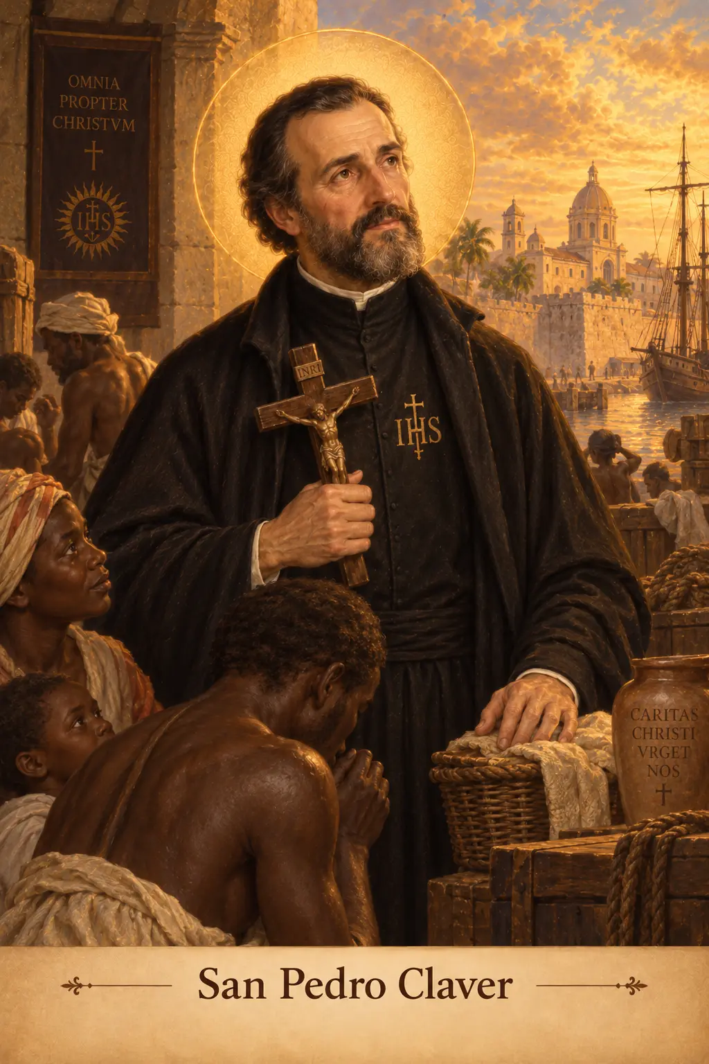 Estampa devocional de San Pedro Claver