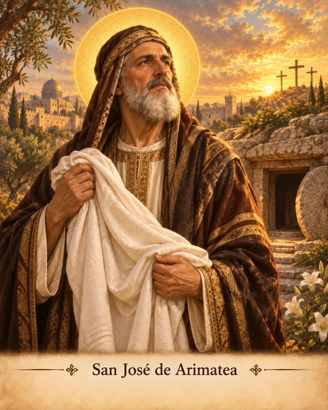 Estampa devocional de San José de Arimatea
