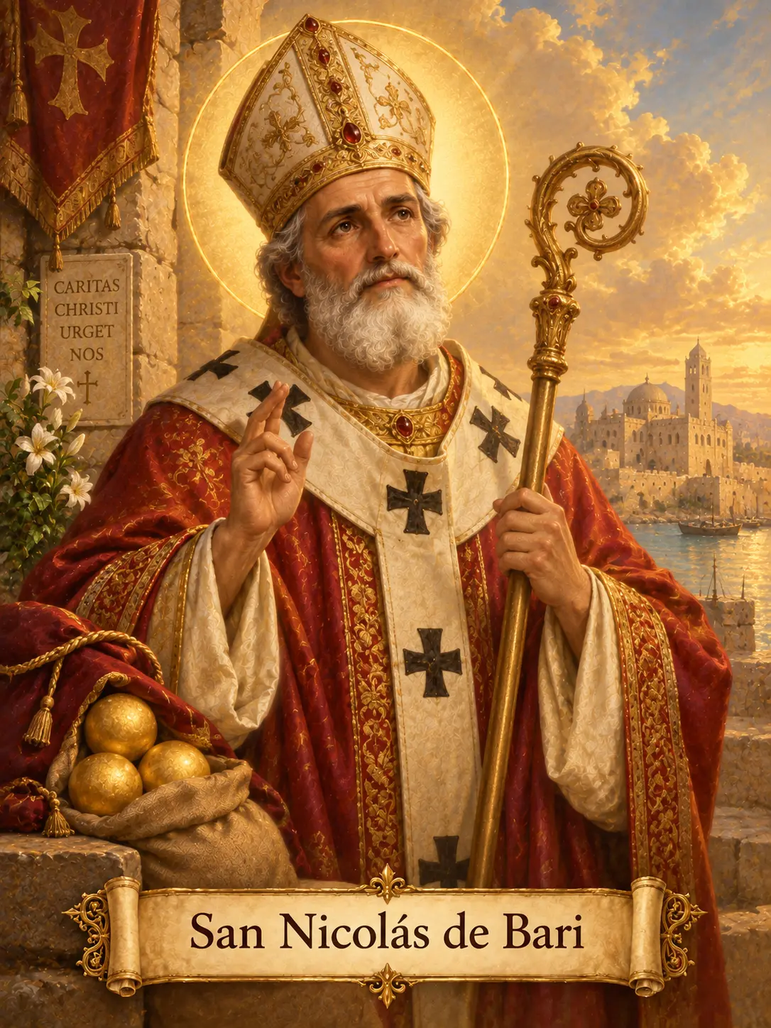 Estampa devocional de San Nicolás de Bari