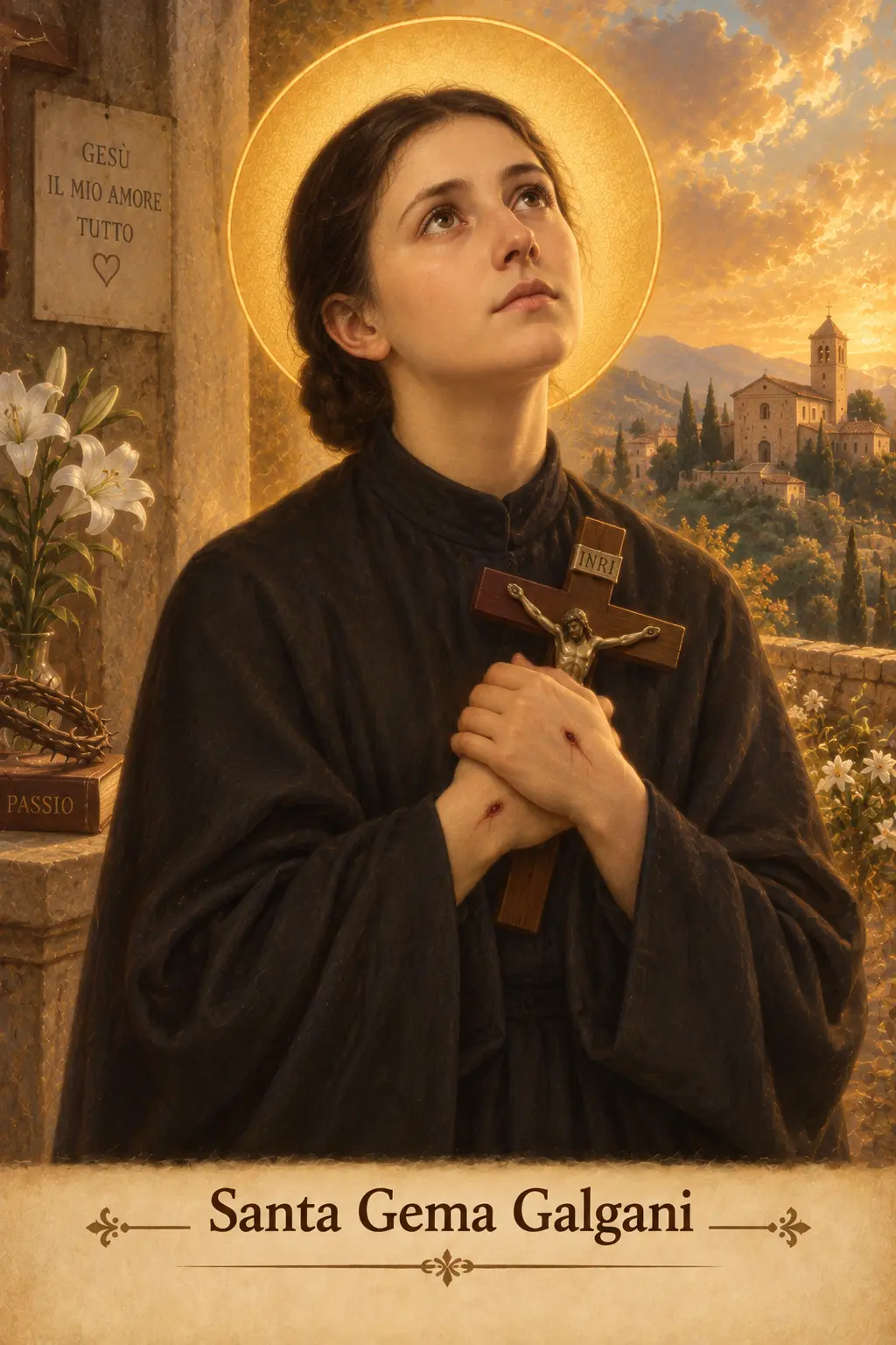 Estampa devocional de Santa Gema Galgani