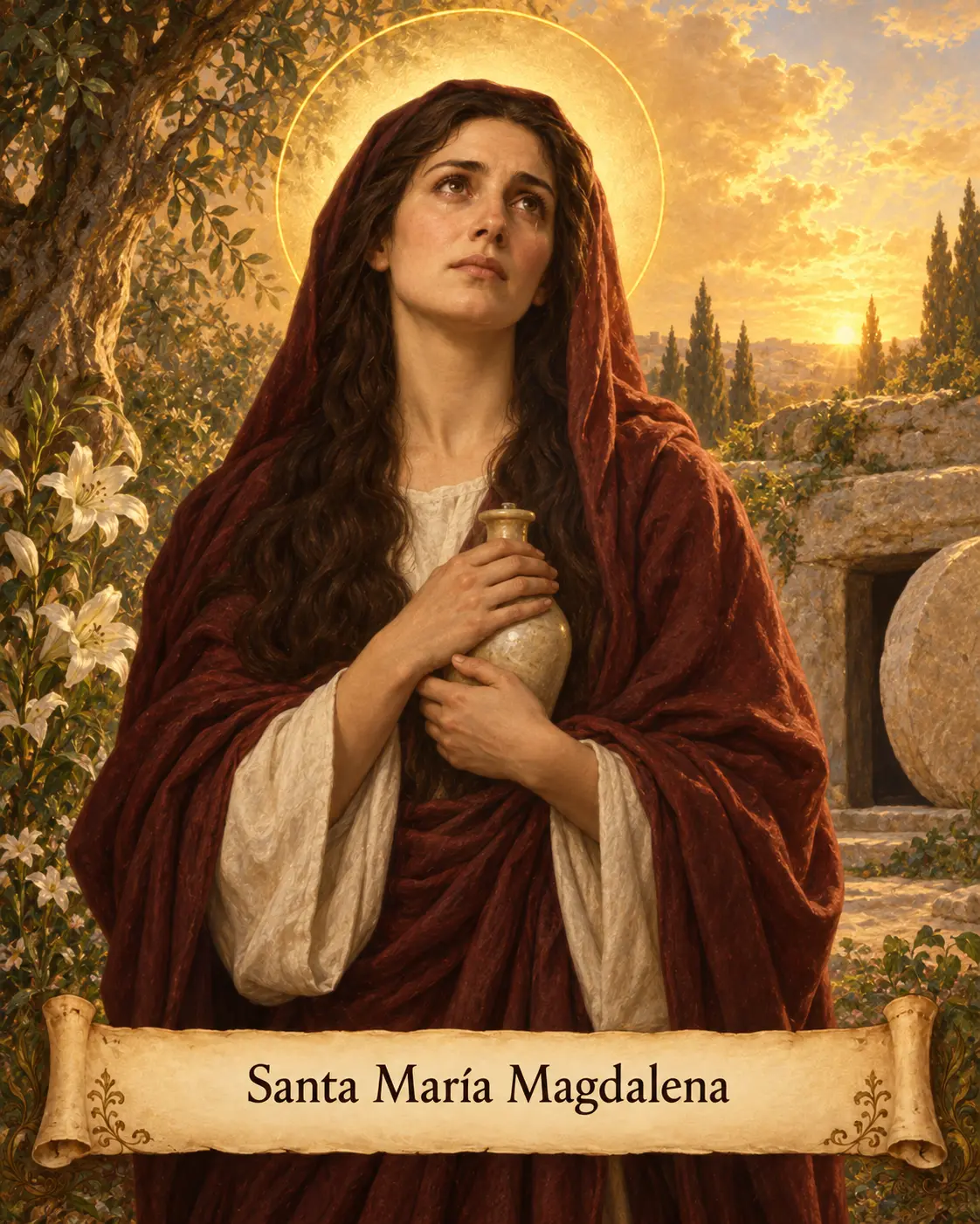 Estampa devocional de Santa María Magdalena