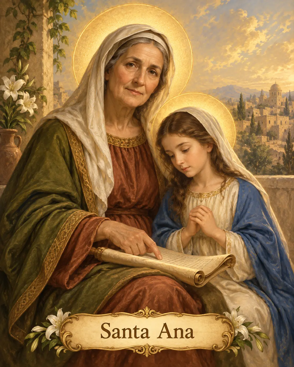 Estampa devocional de Santa Ana