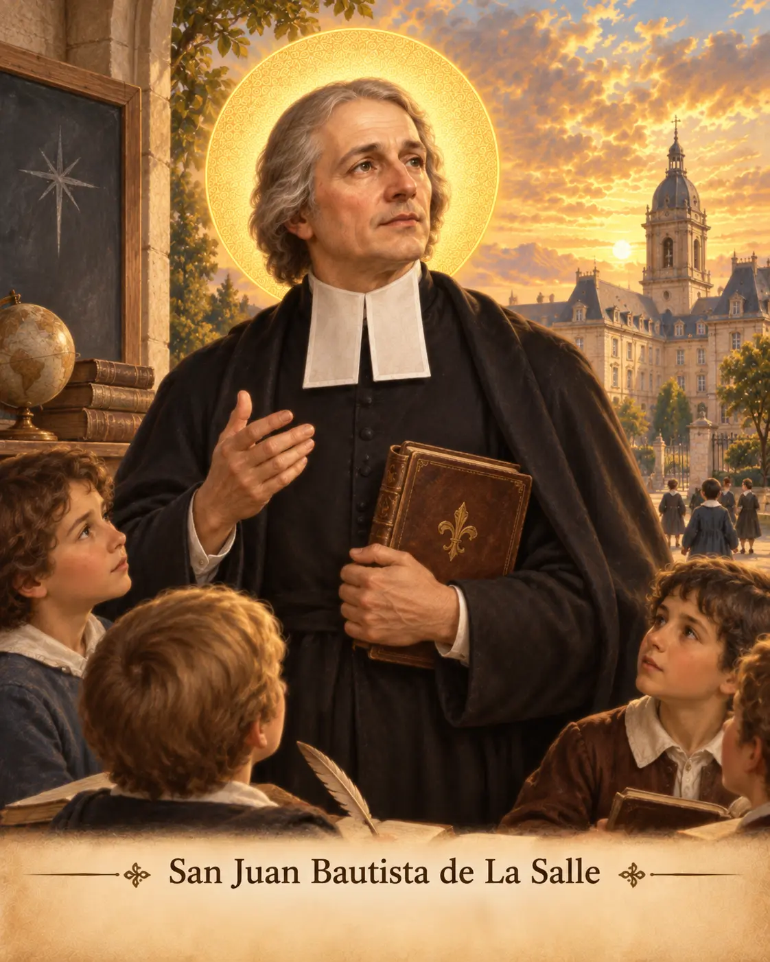 Estampa devocional de San Juan Bautista de La Salle