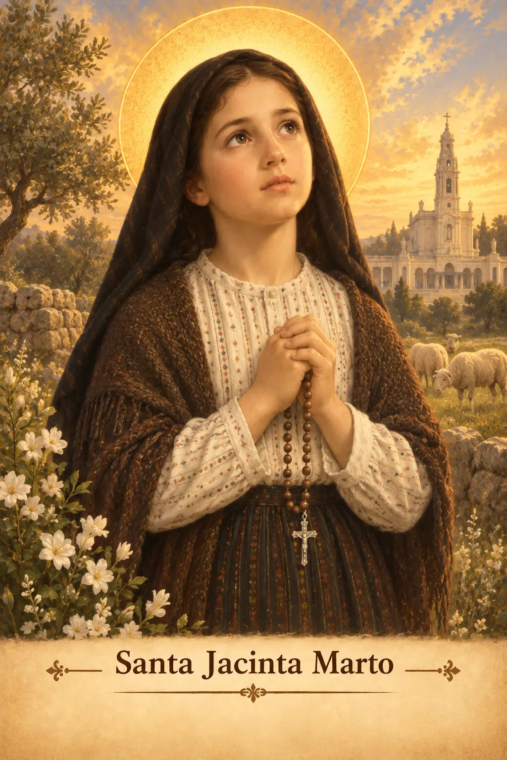 Estampa devocional de Santa Jacinta Marto