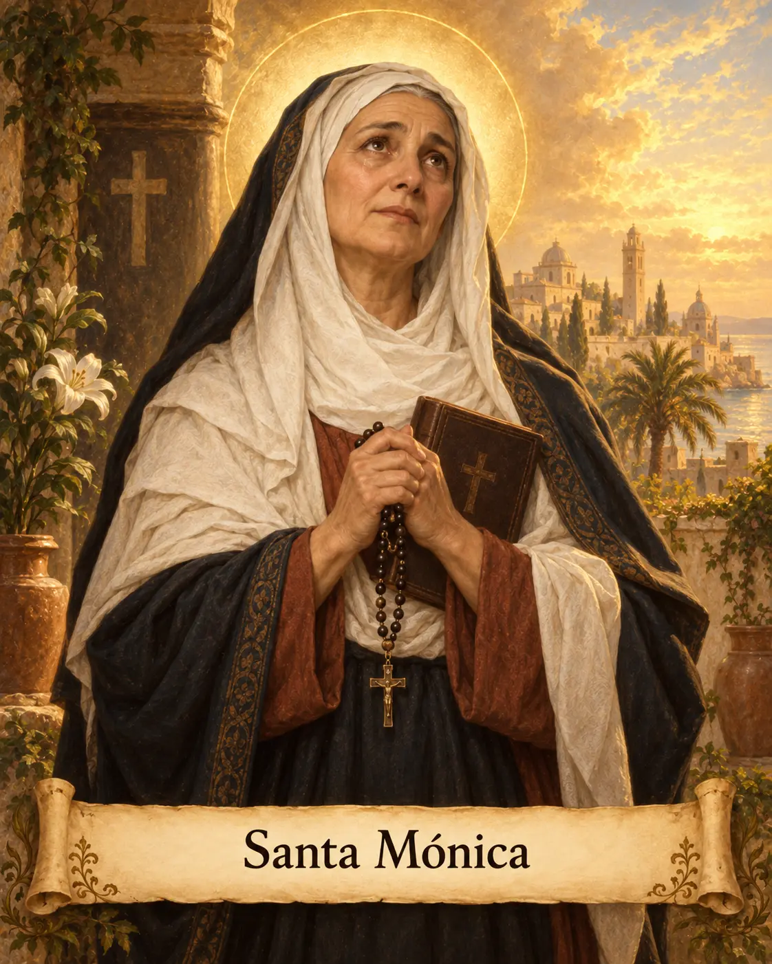 Estampa devocional de Santa Mónica