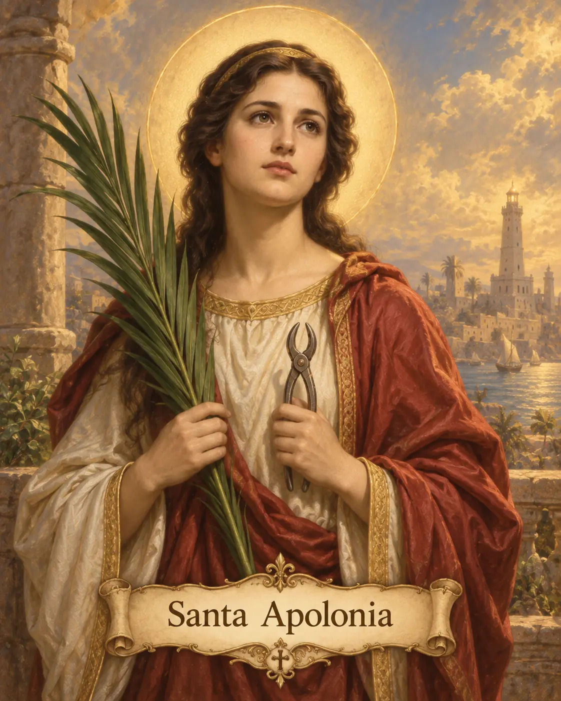 Estampa devocional de Santa Apolonia de Alejandría