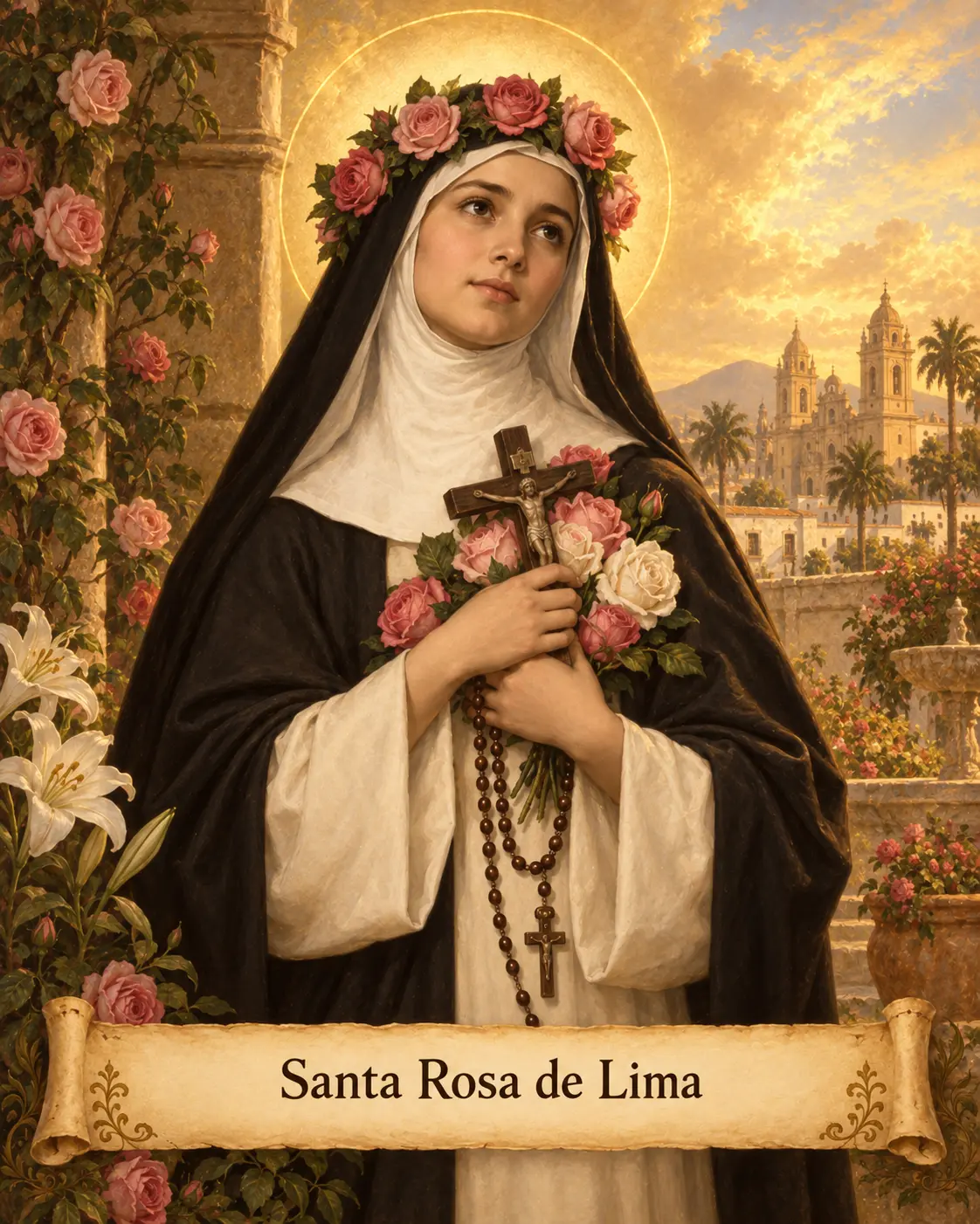 Estampa devocional de Santa Rosa de Lima