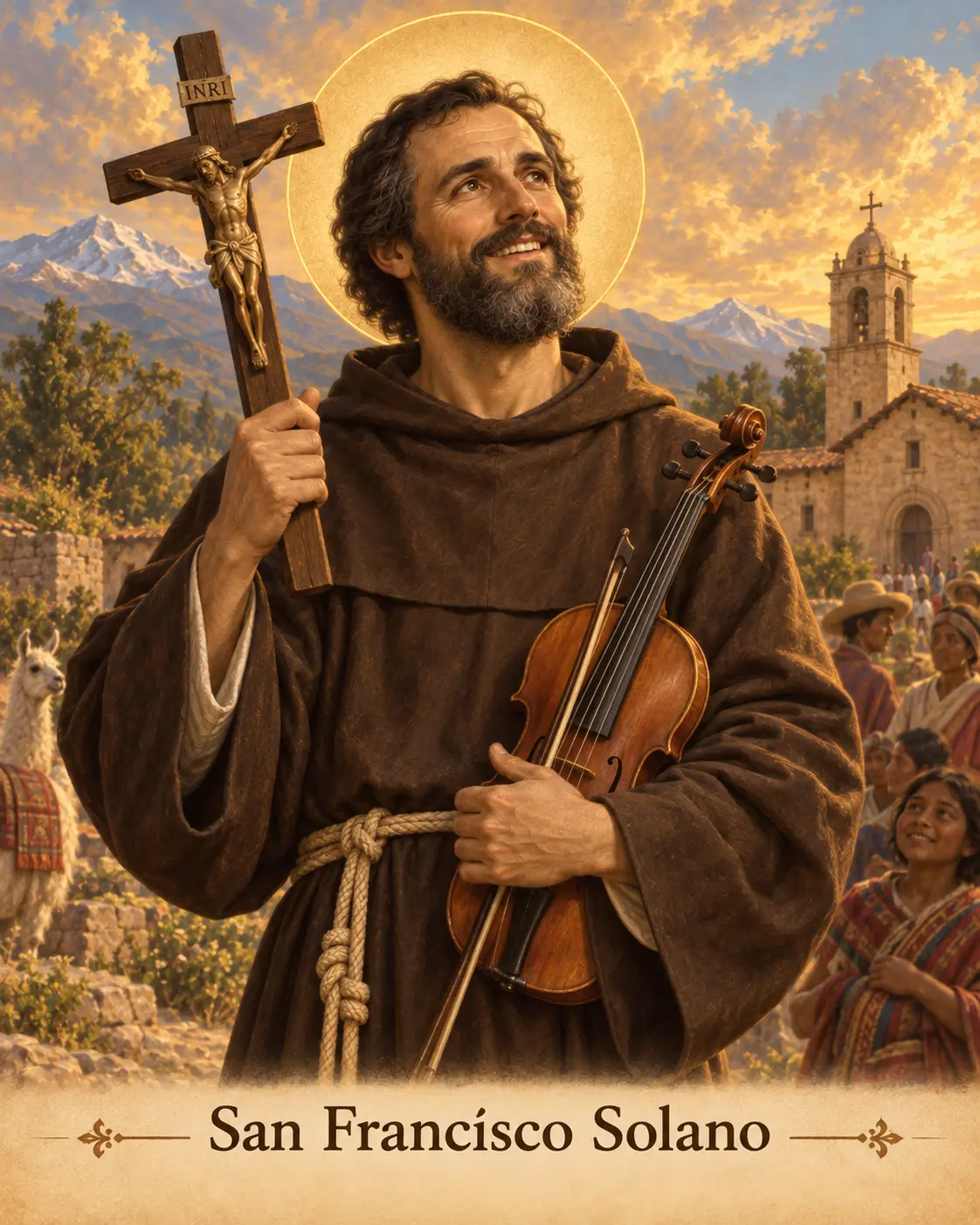 Estampa devocional de San Francisco Solano