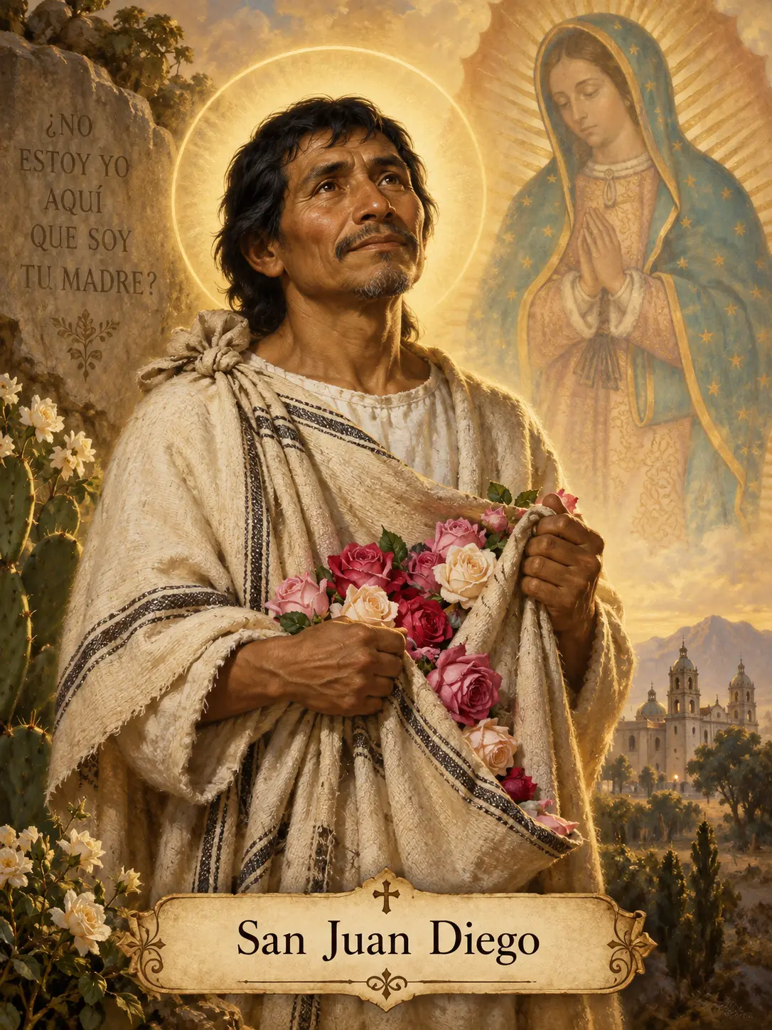 Estampa devocional de San Juan Diego Cuauhtlatoatzin