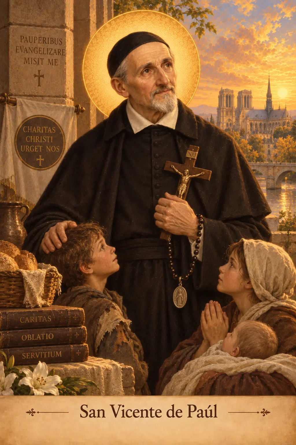 Estampa devocional de San Vicente de Paúl